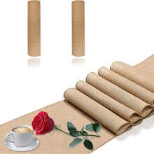2/1pc Set Coarse Linen Tablecloth, 30cm X 274.32cm - Rustic Wedding Decor Table Runner, Dining Table Decor, Kitchen Table Runner, For Thanksgiving, Party