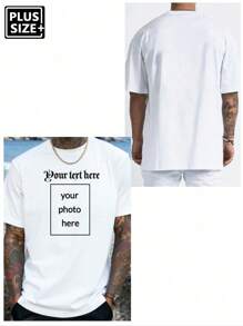 Koszulka męska w dużym rozmiarze z niestandardowym tekstem/zdjęciem, wprowadź swoje zdjęcie/tekst, prezent świąteczny, niestandardowy tekst na Walentynki/urodziny/rocznicę, budowanie zespołu, festiwal muzyczny, prezent dla niego, impreza, odpowiednia na każdą porę roku