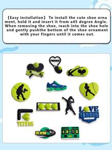 GrinLab 30pcs Assorted Ball Game Designed Shoe Charms, PVC Bubble Slippers & Sandals Decor, Wooden Clogs Ornaments, DIY Shoe Accessories, Birthday Gift, Party Favors (Random Style & Pattern)