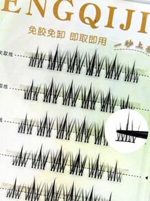 Self Adhesive Eyelashes Invisible Band Cluster Lashes 36pcs C Curl 0.07 Thickness 10-12mm Wispy Lashes Extension NO Glue Needed No Band Individual Lashes Self Sticking Reusable Adhesive Eyelashes DIY At Home Perfect For Beginners, Reusable