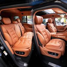 New Car Seat Cushion Luxury Leather Waist Back Support Pillow Breathable Non-Slip Driver Seat Pad Universal Lumbar Pillow