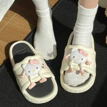 Sanrio Women's Slippers For Indoor Home Use, Anti-Slip Bathroom Shower Sandals. Anti-Slip And Anti-Odor Slippers For Summer Outdoor Wear. Fashionable Cat Design Suitable For All Seasons, Waterproof, Anti-Slip, Deodorizing, Quick Dry, For Indoor And Outdoor Use