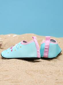 1 Pair Kids' Outdoor Sport Fashion Comfortable Breathable Anti-Slip Beach Shoes, Cute Cartoon Animal Print Little Girl Swimming Water Shoes, Yoga Training Sneakers