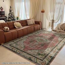 1 pieza, Alfombra vintage hecha a mano, Alfombra de área europea, Adecuada para sala de estar, comedor, dormitorio y felpudo, Resistente al desgaste y antideslizante, Lavable a máquina, Decoración de habitación, Regalo del Día de la Mujer, Cumpleaños, Novio, Novia, Decoración del hogar, baño, Alfombra de puerta de verano