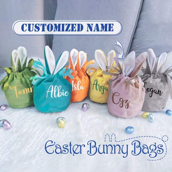 Personalised Customized Easter Bunny Bag, Easter Basket, Treat Bags, Easter Gifts, Easter Bag, Gifts For Kids, Easter, Bunny Bag, Easter Bag