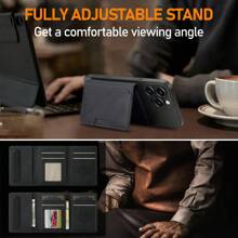 LC.IMEEKE 1个PU皮革磁吸钱包卡包支架MagSafe配件，兼容 17/16/15/14/13/12 Pro/Pro Max/Plus/Mini - 棕色 - 查看 4