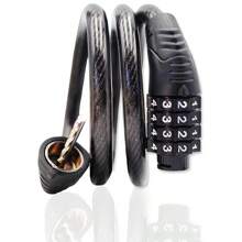 1 件组合自行车钢缆锁 - 4 位数字，长卷绕复位钢缆锁，防盗配件适用于山地自行车、公路自行车、电动自行车、踏板车， - 彩色 - 查看 2