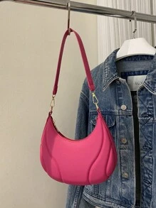 Stylish Solid Color Fashionable Shoulder Handbag For Women - Hot Pink - View 8