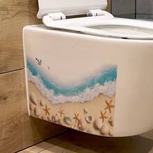 1PC Creative Beach, Shell, Starfish Bathroom Toilet Decorative Stickers, Self-Adhesive Removable Wall Decals Gifts Birthday Graduation Room Decor Home Decor Wall Decor Bathroom Decor Bedroom Decor Room Decoration Stuff Living Room Decor House Decor Home Decor Living Room Wall Art Wall Paper Personalised Stickers