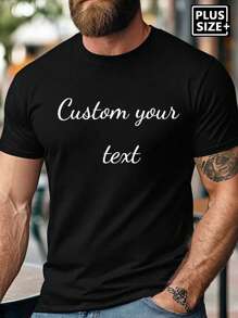 Koszulka męska w dużym rozmiarze z niestandardowym tekstem, wpisz swój tekst/błogosławieństwo/śmieszny tekst/wiadomość, prezent świąteczny, niestandardowy tekst na Walentynki/urodziny/rocznicę, budowanie zespołu, festiwal muzyczny, prezent dla niego, impreza