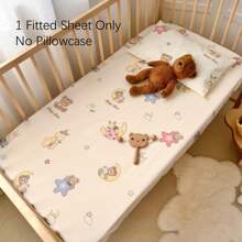 1pc Infant/Toddler Cartoon All Cotton Printed Fitted Crib Sheet, Cute, Comfortable & Fun Child Fitted Sheet, 4-Sides Elastic, Suitable For Baby Boys And Girls (No Pillow Case And Filler) - Multicolor - View 10