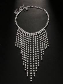 1pc Silver Rhinestone Tassel Anklet, Fashionable & Sexy Women Foot Chain - Silver - View 2