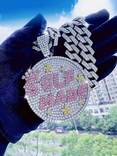 قلادة معلقة سلسلة كوبية بقلادة نجمية مرصعة بحجر الإبريق، يناسب الجنسين، مجوهرات أنيقة وجذابة بطراز الهيب هوب الرائج