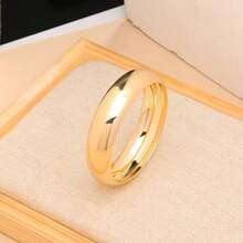 1 pieza Brazalete de metal liso y de color dorado de moda y lujoso para mujeres, apto para uso diario