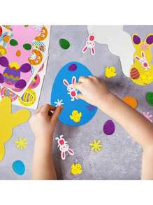 334 件复活节泡沫贴纸套装，包括复活节彩蛋、兔子、小鸡贴纸，用于 DIY、自粘、复活节工艺品、泡沫贴纸、DIY 复活节派对悬挂装饰 - 彩色 - 查看 2
