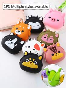 1pc Cat, Frog, Puppy Animal Shaped Coin Storage Bag,Coin Wallet, Key Storage Bag, Canvas Wallet, Cute Coin Wallet, Change Cash Bag, Data Cable, Headphone Storage Bag, Reusable Small Item Storage Bag, Suitable For Vacation, Beach, And Daily Life. It Is The Best Gift For Mothers, Teachers, And Friends, A Portable Small Wallet - Multicolor - View 1