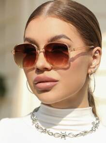 1 副男女通用大号方形棕色镜框轻质奢华时尚眼镜，适合街头风格、旅行、海滩、运动、节日、驾驶、度假、钓鱼、户外活动、外出、派对