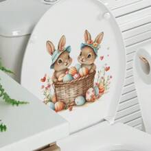 1PC Easter Bunny Egg Toilet Sticker Bathroom Toilet Beautification, Suitable For Toilet Easy To Paste And Reusable Gifts Birthday Graduation Room Decor Home Decor Wall Decor Bathroom Decor Bedroom Decor Room Decoration Stuff Living Room Decor House Decor Home Decor Living Room Wall Art Wall Paper Stickers Personalised Stickers