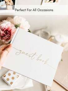 Wedding Guest Book - Elegant Guest Book Weddings Christening Parties, Weddings And Special Events Guest Book - 100 Blank Pages For Wedding Login And Photos - Home Decor-(White) Summer Birthday Gifts Beach Back To School School Supplies Room Decor