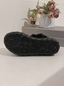 Handmade Woven Thick Sole Open-Toe Casual Comfort Woolen Round Button Slip-On Platform Sandals For Women, Summer