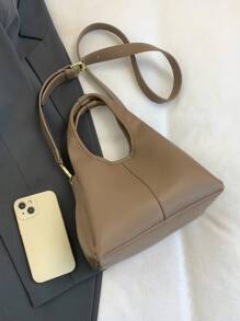 女士优雅水桶手提包，时尚简约，适合工作，斜挎包，黑色