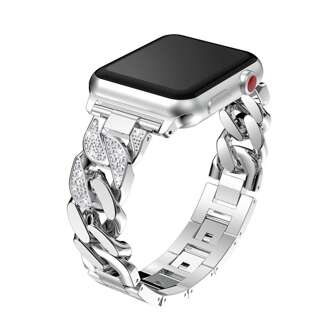 Bling 表带兼容 Apple Watch 表带 38 毫米 40 毫米 41 毫米 42 毫米 44 毫米 45 毫米 46 毫米 49 毫米女式 Apple Watch SE 系列 10 9 8 7 6 5 4 3 2 1，Dressy Jewelry 金属腕带表带水钻
