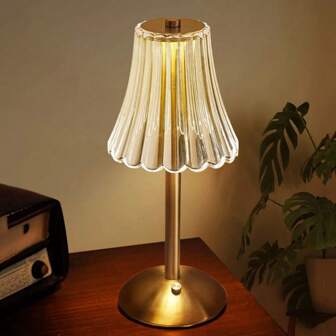 Vintage Crystal Desk Lamp, 3-Color Adjustable Touch Control, Wireless Bedside Reading Light With Lithium Battery, Metal Base, Modern Style Suitable For Bedroom, Living Room, Office, Dining Room