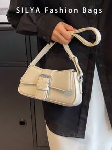 Mała torba z klamrą, jednokolorowa, torba na ramię ze skóry PU, uniwersalna torba pod pachami, zamek magnetyczny, stylowa, minimalistyczna torba