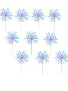 10/20/50 件铝箔烟花纸杯蛋糕装饰生日快乐蛋糕装饰闪光金属丝花饮料搅拌器鸡尾酒食物水果牙签情人节派对用品金色 - 彩色 - 查看 11