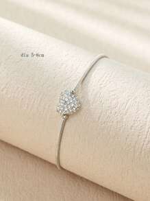 1 قطعة سوار انيق مرصع بحجر المكعب على شكل قلب باللون الذهبي/الفضي مناسب للنساء