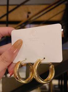 1 对优雅简约宽弧形耳环，适合女性日常或派对佩戴 - 圓款 - 查看 9