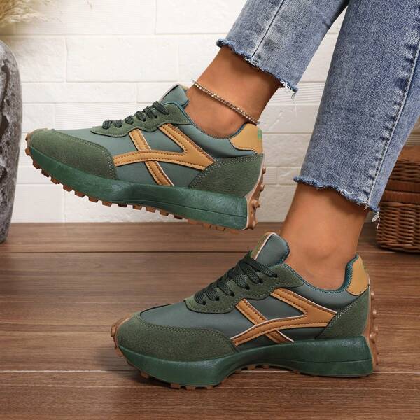 Women's Casual Mesh Sneakers, Fashionable Chunky Sole Trainers, Comfortable & Versatile