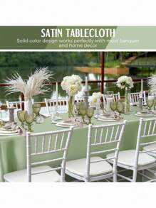 1pc Luxury Satin Tablecloth, 102x57 Inch Rectangular Polyester Table Top Cover, Solid Color, Woven, Suitable For Christmas, Party, Banquet And Wedding