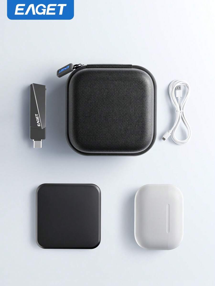 EAGET 便携式收纳包 数码收纳包 (EVA+600D牛津布) USB充电器耳机收纳包 无线耳机 蓝牙耳机 耳机线 手机必备 SD卡 黑色 数据线收纳包 - 黑色 - 查看 1