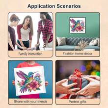 成人钻石画套装，蜂鸟 5D 钻石艺术套装，适合初学者 DIY 不对称形状明亮钻石点水晶工艺套件，适用于家居墙壁装饰、节日礼物、朋友，30x30cm - 彩色 - 查看 12