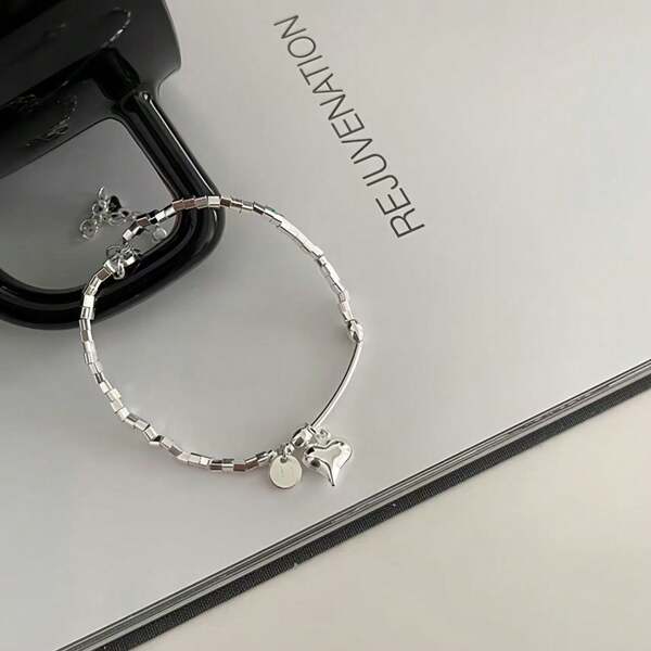 Winning Wealth.Heart-Moving Silver Chain | Minimalist.Current Bracelet | Light Luxury.Love Gift"**