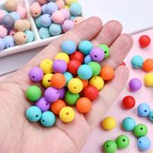 50 Peças/Conjunto Série Arco-Íris de Contas de Silicone, Conjunto de 5-7 cores de contas de silicone de 12mm em granel, contas de silicone soltas redondas para fabricação de chaveiros, kit de contas para a fabricação de joias DIY (Não inclui garrafa)