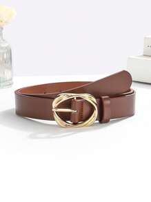 1 件装椭圆形扭扣装饰时尚百搭休闲女士腰带
