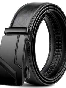 Men's Belt Luxury Leather Ratchet Buckle Wide Large 1.20 CMCasualPU LeatherBuckle - 黑色帶扣 - 查看 5