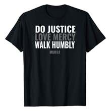 Do Justice Love Mercy Walk Humbly Bible Verse Gift Micah 6:8 T-Shirt Women's Plus Size Graphic Tee - Black - View 1