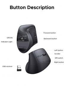 UGREEN 2.4G 无线垂直鼠标 4000DPI 符合人体工程学 适用于笔记本电脑 Windows 操作系统