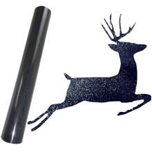 1 Roll Shiny/Glitter Puff Heat Transfer Vinyl - Sparkling Glitter, Suitable For T-Shirt Fabric Heat Press Printing - Black - View 5