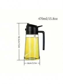 16oz Oil Spray Pot, Automatic Opening And Closing Oil Bottle, Oil Sprayer, Kitchen Oil Sprayer, Glass Oil Sprayer Mister, Gravity Oil Bottle, Leak-Proof Olive Oil Storage Bottle, Vinegar Dispenser, For Cooking, Baking, Salad, Grilling, Kitchen Gadget