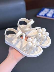 1 双女童夏季平底凉鞋，女童防滑、轻便、时尚、可爱罗马凉鞋，适合 1-9 岁，适合户外和度假