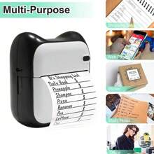 Mini Printer Sticker Thermal Printer With Rolls Thermal Printing Paper, Blue-Tooth Portable Phone Printer,Study Printer For Pictures, Photos, Journals, DIY, Compatible With Phone & Tablet