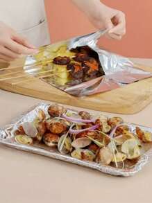 1 Roll Multifunctional Barbecue Foil, Thickened Barbecue Foil Suitable For Grilling, Baking, Air Fryer, Oven And Kitchen Use, Shiny Metal Surface, Flexible Design, Food Wrap | Multipurpose Kitchen Utensils, Barbecue Accessories