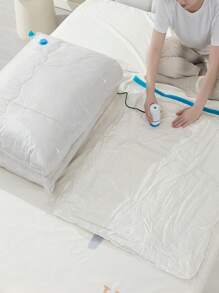 Set de 5 piezas/3 piezas/1 pieza de bolsas de compresión al vacío gruesas, bolsas de almacenamiento impermeables y antihumedad para uso doméstico, ropa de cama, empaque, viaje, dormitorio, bolsas de compresión al vacío reutilizables, funda antipolvo para ropa, ahorro de espacio para vestidos, pantalones, zapatos, jeans, botas, faldas, bolsas para la escuela, accesorios y artículos escolares