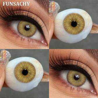 FUNSACHY 1 对自然彩色隐形眼镜蓝眼镜片灰色镜片时尚韩国美瞳年度化妆镜片