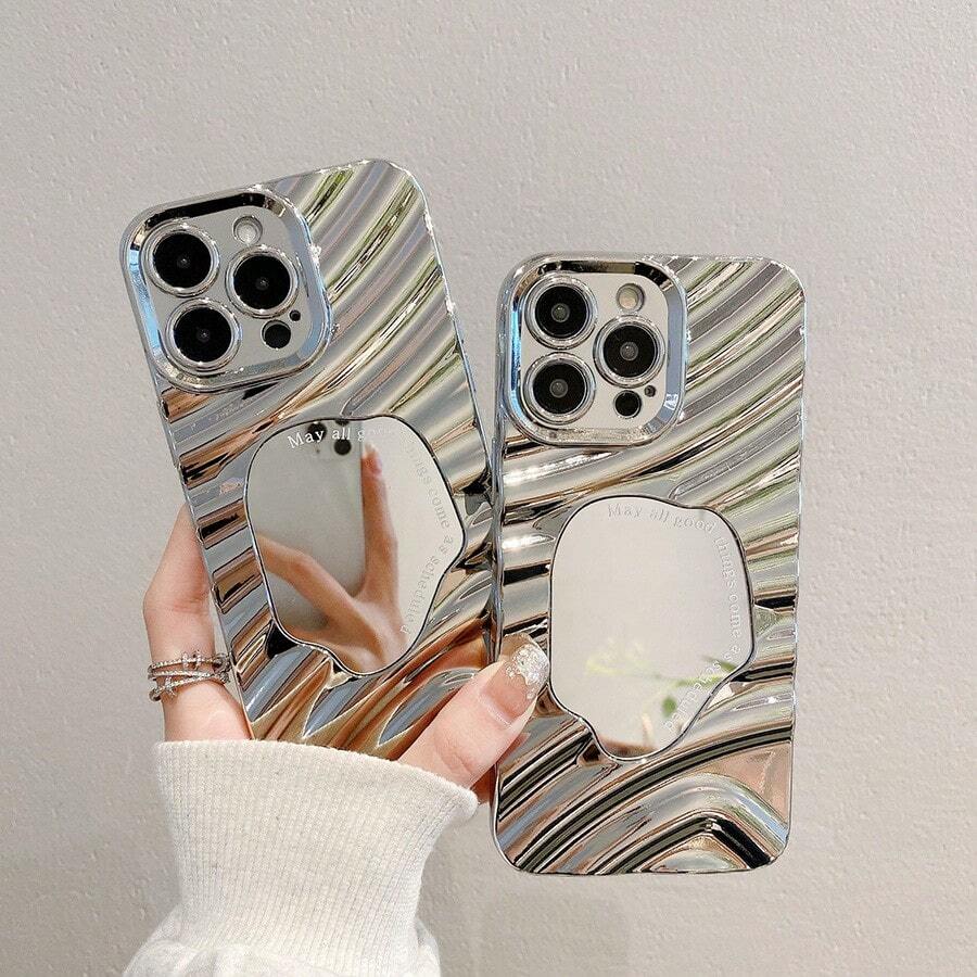 软壳防摔波纹镜面电镀 iPhone 手机壳高级水波纹镜面兼容 Apple 11-16/Pro/Pro Max/Plus/X/XS/XS Max/XR