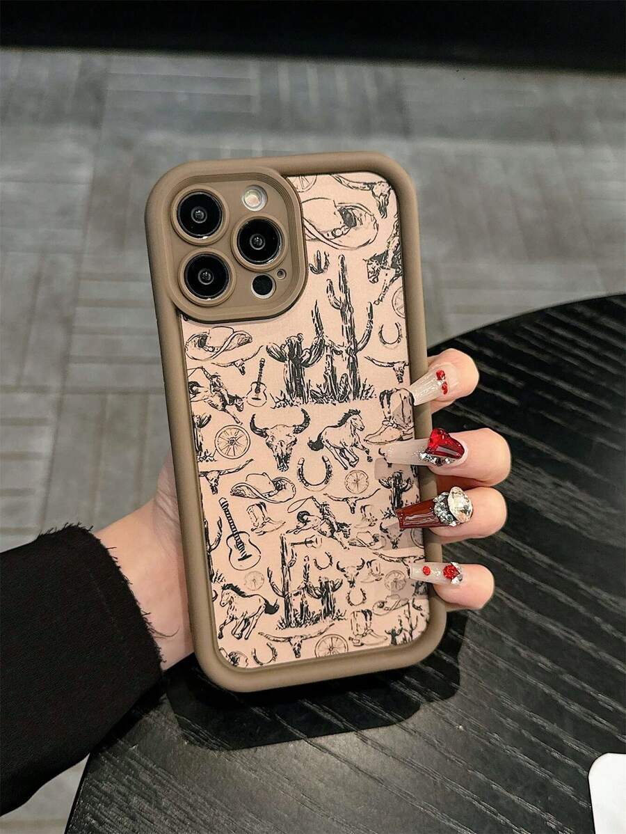 Western IPhone 16promax/14/13pro/12/11/8plus Phone Case, Luxury Design, Compatible With Iphone X, XS, XS Max, Couples, Men And Women - Multicolor - View 1